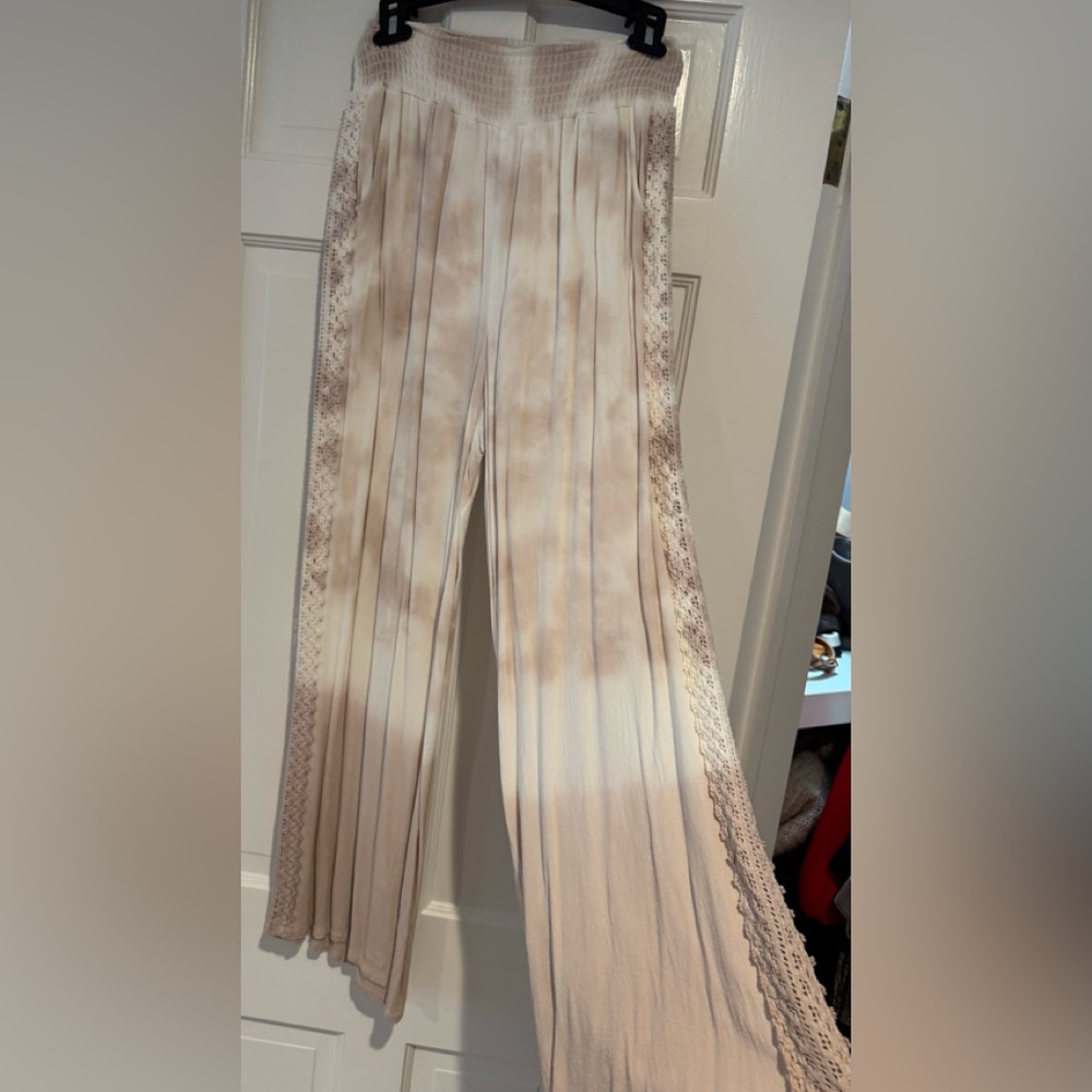 Ocean Drive Cream Lace Wide Leg Pants
